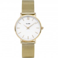 Cluse Minuit Mesh Gold/White 33mm